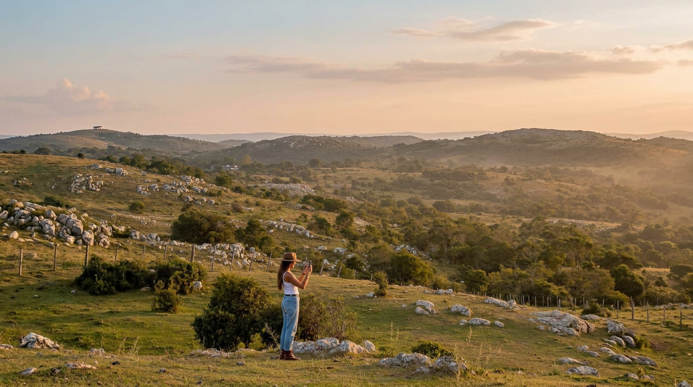 Mujer en el paisaje serrano